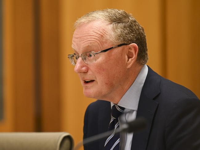 RBA governor Philip Lowe at Senate Estimates. Picture: Martin Ollman/NCA NewsWire