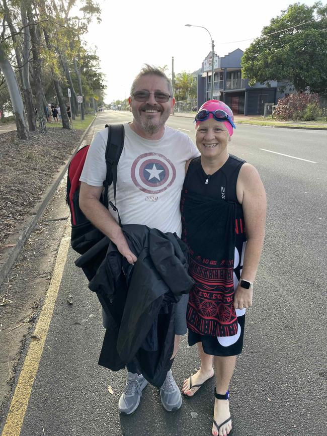 Martin and Nicola at the Hervey Bay 100 Triathlon on Sunday, November 26, 2023.