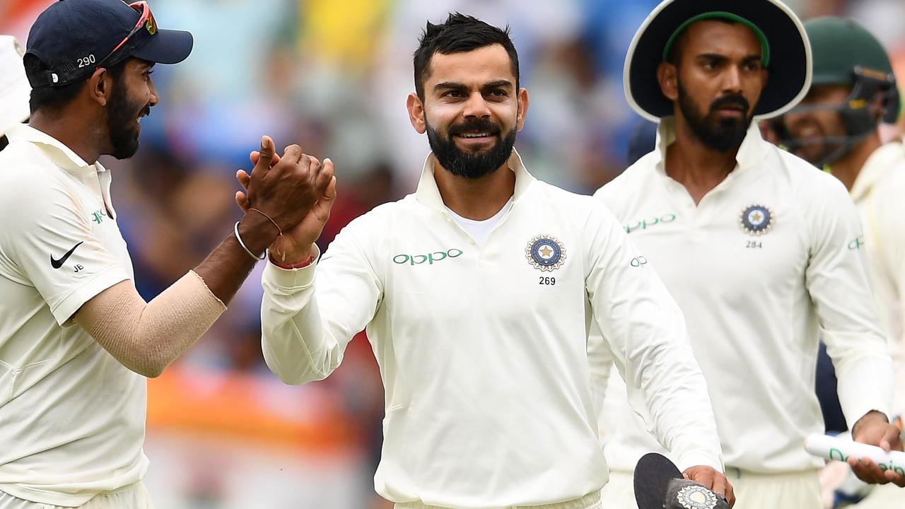 Virat Kohli of India celebrates with teammates.