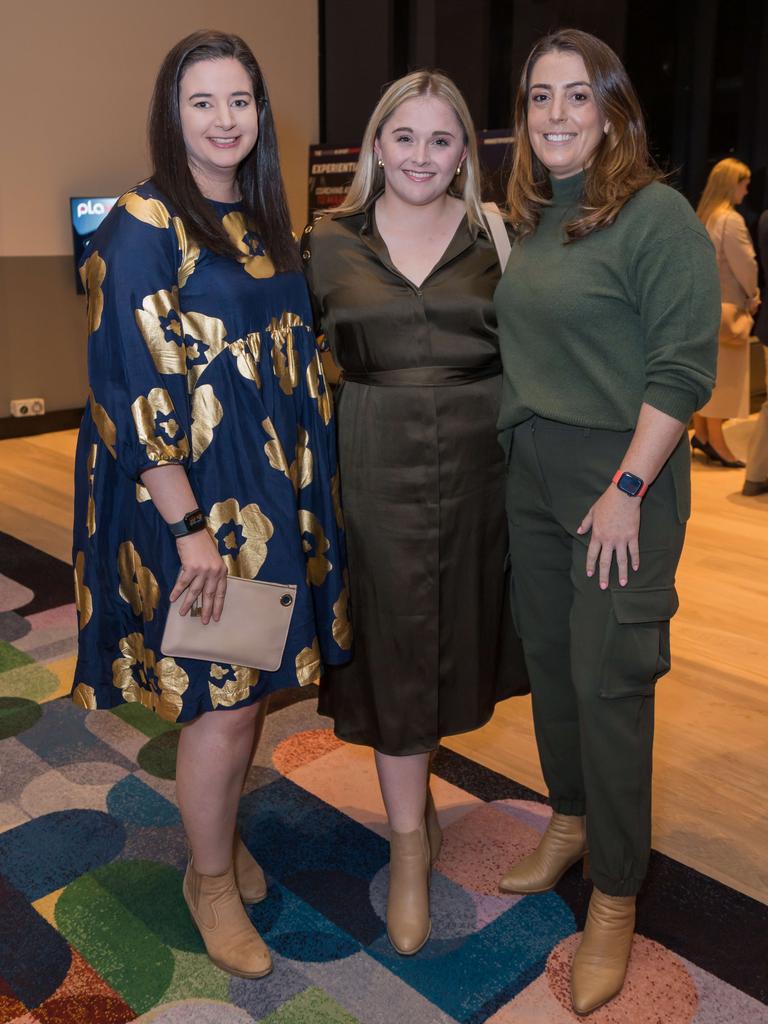 Anne Wareham, Laura Watterston and Eloise Kelly at the Women in Sport Summit at QT Hotel Surfers Paradise. Picture: Steven Grevis.