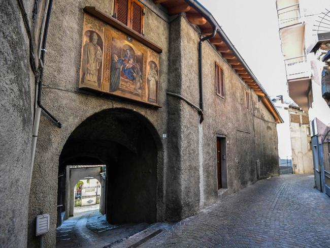 A deserted street in Vertova near Bergamo. Picture: AFP