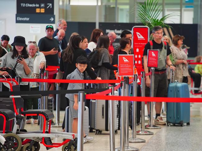 Qantas held more than $2bn in cash from cancelled flights during the pandemic because airlines are not required to pay refunds. Picture: NewsWire / Luis Enrique Ascui