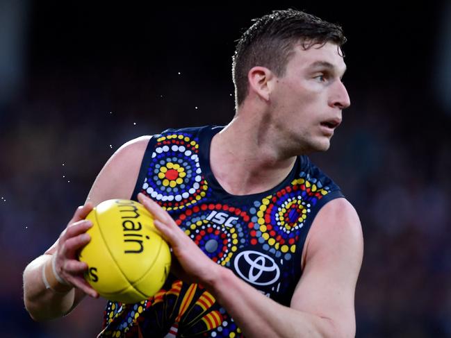 ADELAIDE, AUSTRALIA - JULY 06: Josh Jenkins of the Adelaide Crows during the round 16 AFL match between the Adelaide Crows and the Port Adelaide Power at Adelaide Oval on July 06, 2019 in Adelaide, Australia. (Photo by Mark Brake/Getty Images)