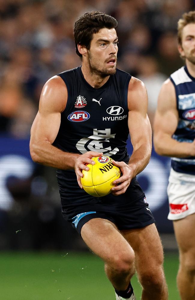 George Hewett is one of the in-form midfielders in the competition this year. Picture: Michael Willson/AFL Photos via Getty Images.