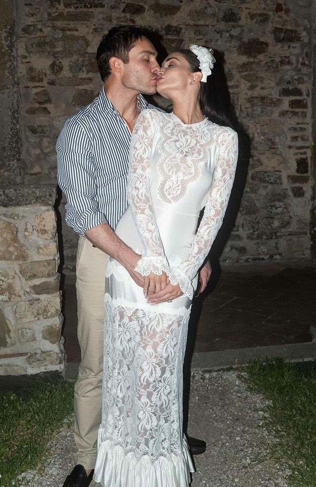 Ed Westwick and Amy Jackson at their pre-wedding celebrations in Italy on Friday night.