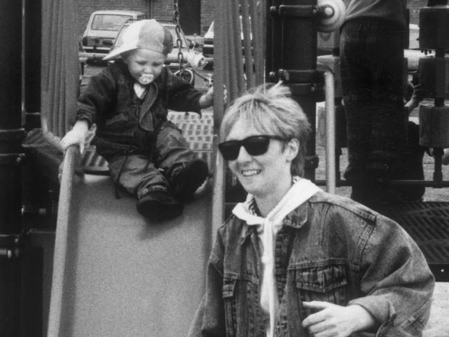 Vicki plays with Ben at a local park.