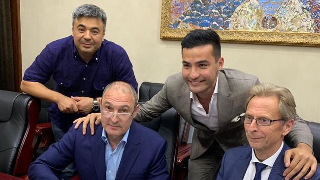 Sherzod Asatullaev (Adviser to chairman of SFI Holding), Dimitry Adisman, (Director of Pakhtakor), Harvey Arman (Director of Double Pass Australia) and Hugo Schoukens (CEO and Founder of Double Pass). Picture: Supplied