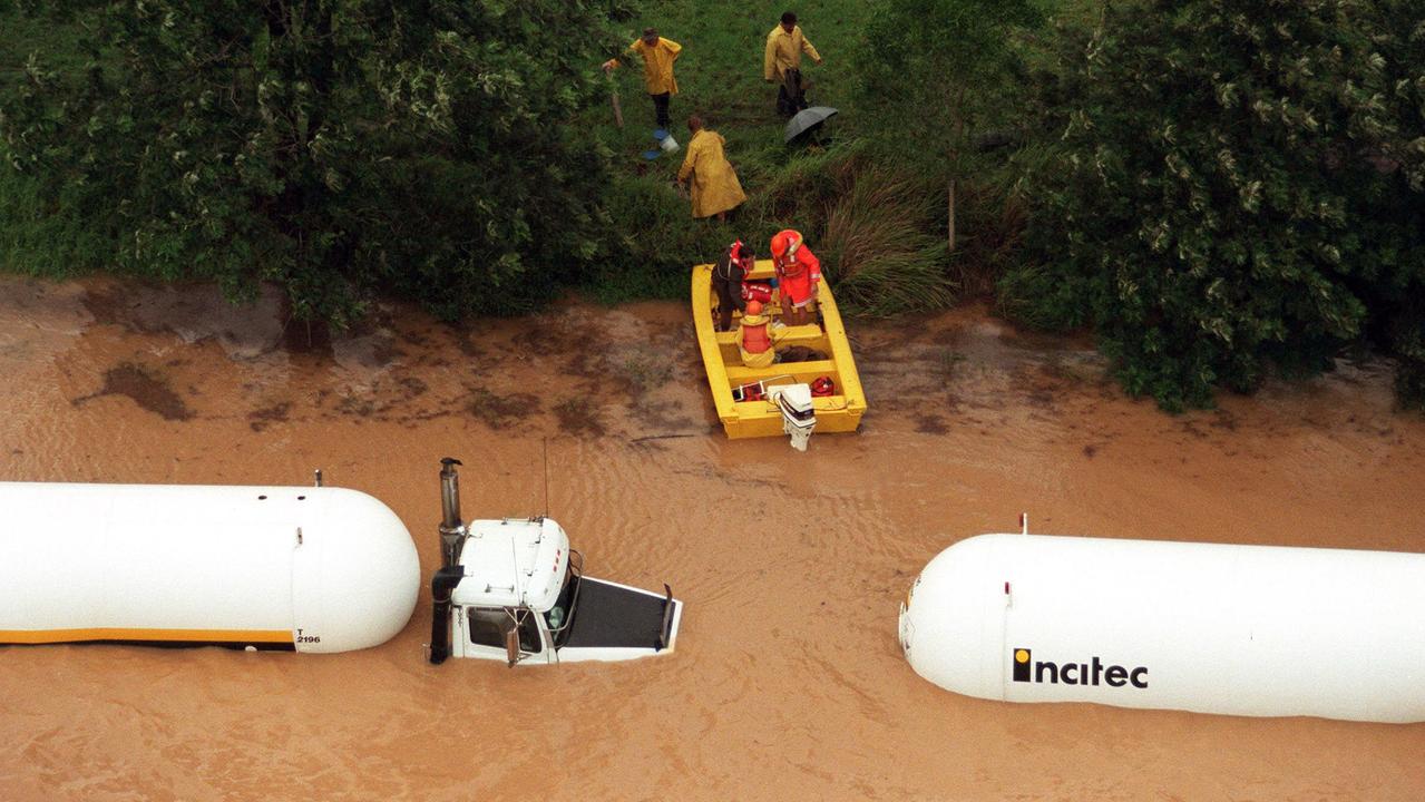 Flood waters near Gympie. February 9, 1999.