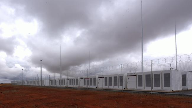 The Tesla lithium-ion battery at Hornsdale wind farm near Jamestown, South Australia. Picture: Bernard Humphreys