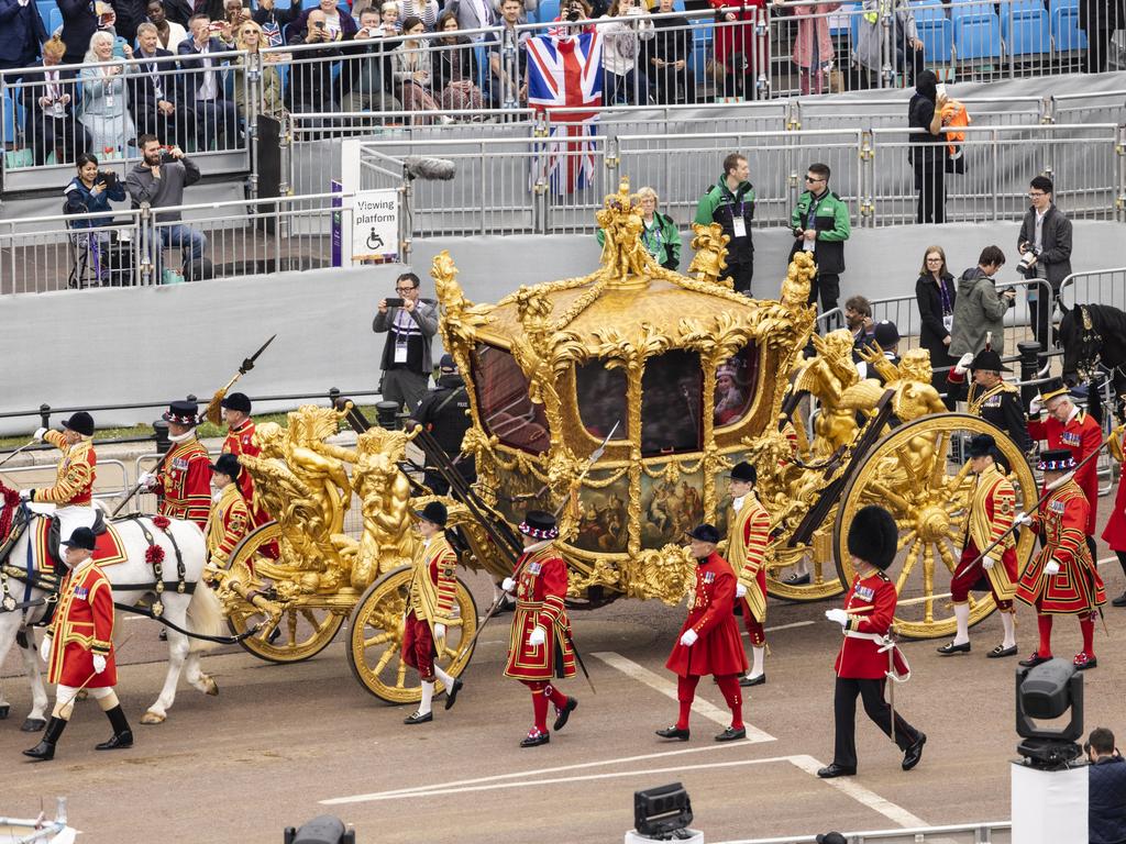 The original golden coronation carriage will feature in King Charles’s coronation despite other cuts, according to reports. Picture: Getty Images