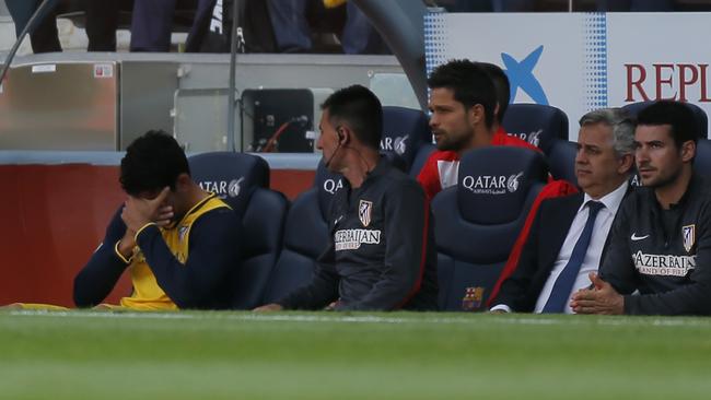 Atletico's Diego Costa was left in tears after his injury.