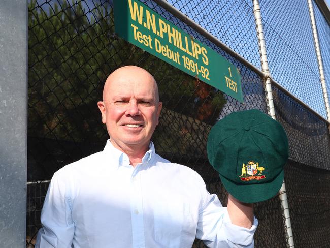 Wayne Phillips with his baggy green. Picture: Alison Wynd