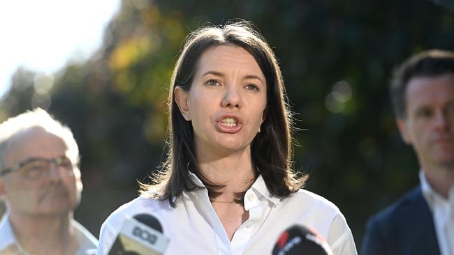 NSW Minister for Housing Rose Jackson told reporters her government was particularly focused on building affordable housing. Picture: NCA NewsWire / Jeremy Piper