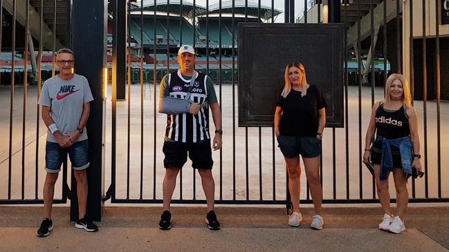 Mario Spagnuolo, Ange Giuffreda, Linda Giuffreda and Rosemary Spagnuolo outside the ground on Saturday. Picture: Matt Turner