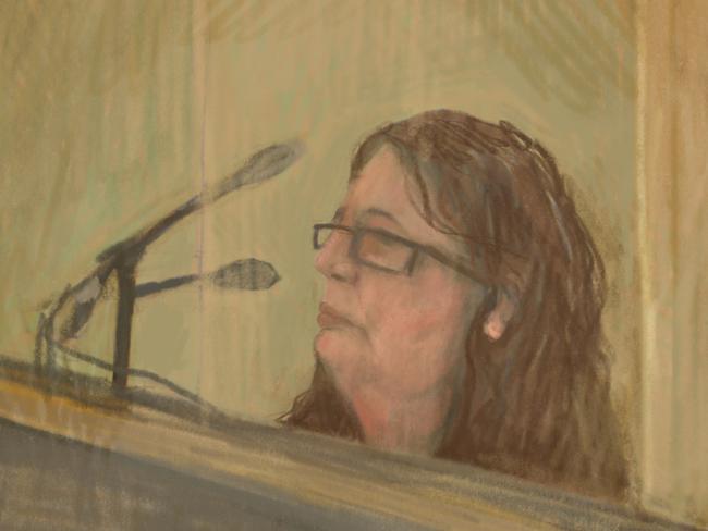 Erin Patterson sketch, from the Latrobe Valley Magistrates Court 3/11/2023 Please credit Anita Lester.