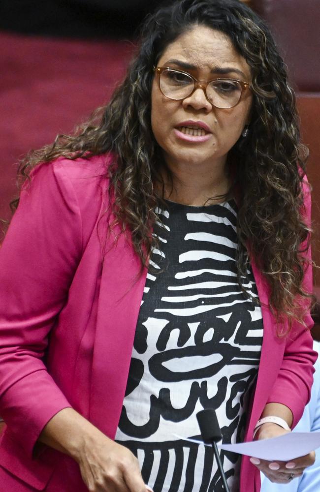 Senator Jacinta Nampijinpa Price sits in the Nationals in Canberra, and has convinced that party to oppose the Voice. (Photo by Martin Ollman/Getty Images)