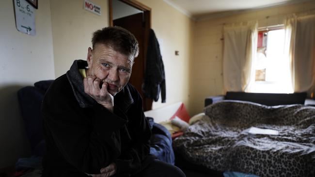 Gregory Parsons, 54, in his Glenorchy home. Housing Tasmania are trying to evict him. Picture: RICHARD JUPE