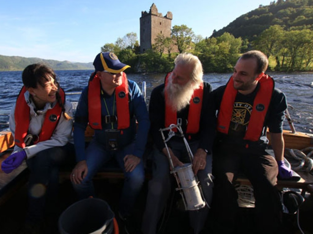 Loch Ness DNA research project members Cristina Di Muri, Professor Neil Gemmell, Adrian Shine and Gert-Jan Jeunen. Picture: Kieran Hennigan/ University of Otago