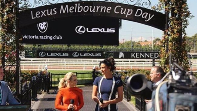 With Megan Gale at Flemington Racecourse for the Melbourne Cup sponsorship announcement in February.