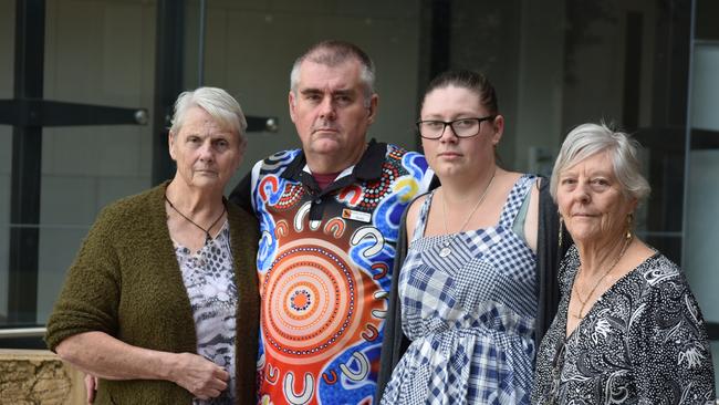 Stanbury family (Jean, Mark, Rebecca, and Lenore) at the Ipswich courthouse on May 19, 2022, where the man acquitted of causing the death of their brother/son/uncle, was found not guilty by a jury. Picture: Peta McEachern