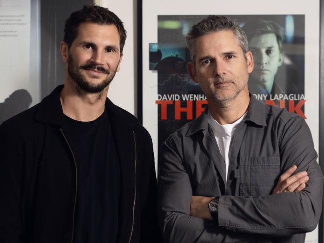 Former AFL footballer Koby Stevens as he prepares to release his film about head knocks ThriveIN PIC> Koby Stevens with executive producer and St Kilda super fan Eric Bana>Supplied