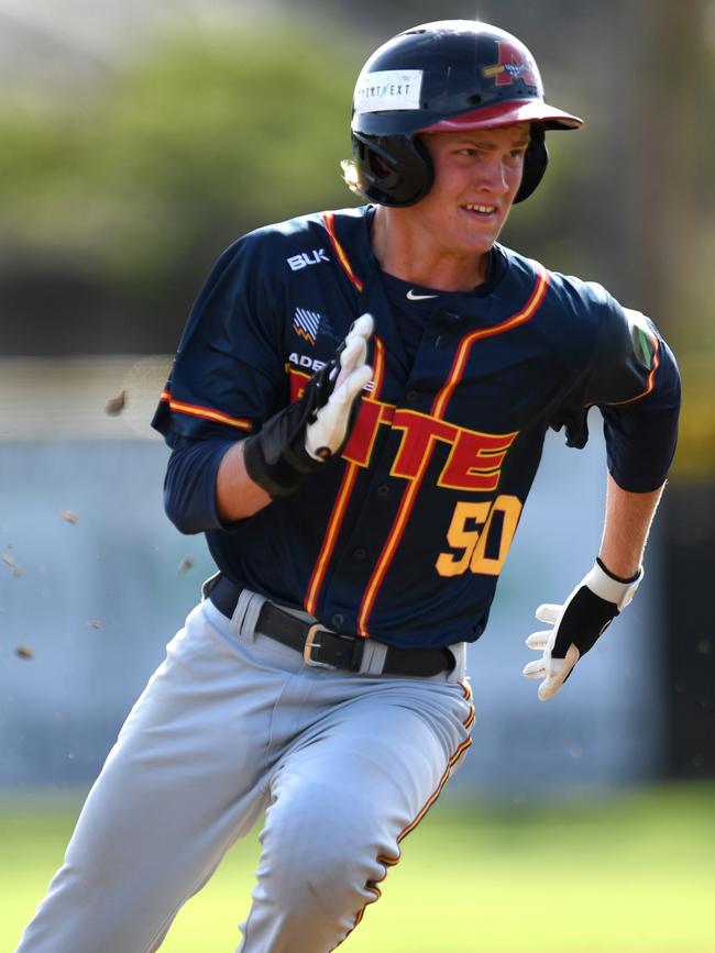 Curtis Mead was named Adelaide Bite’s rookie of the year this past Australian Baseball League season. Picture: Scott Davis/SMP Images