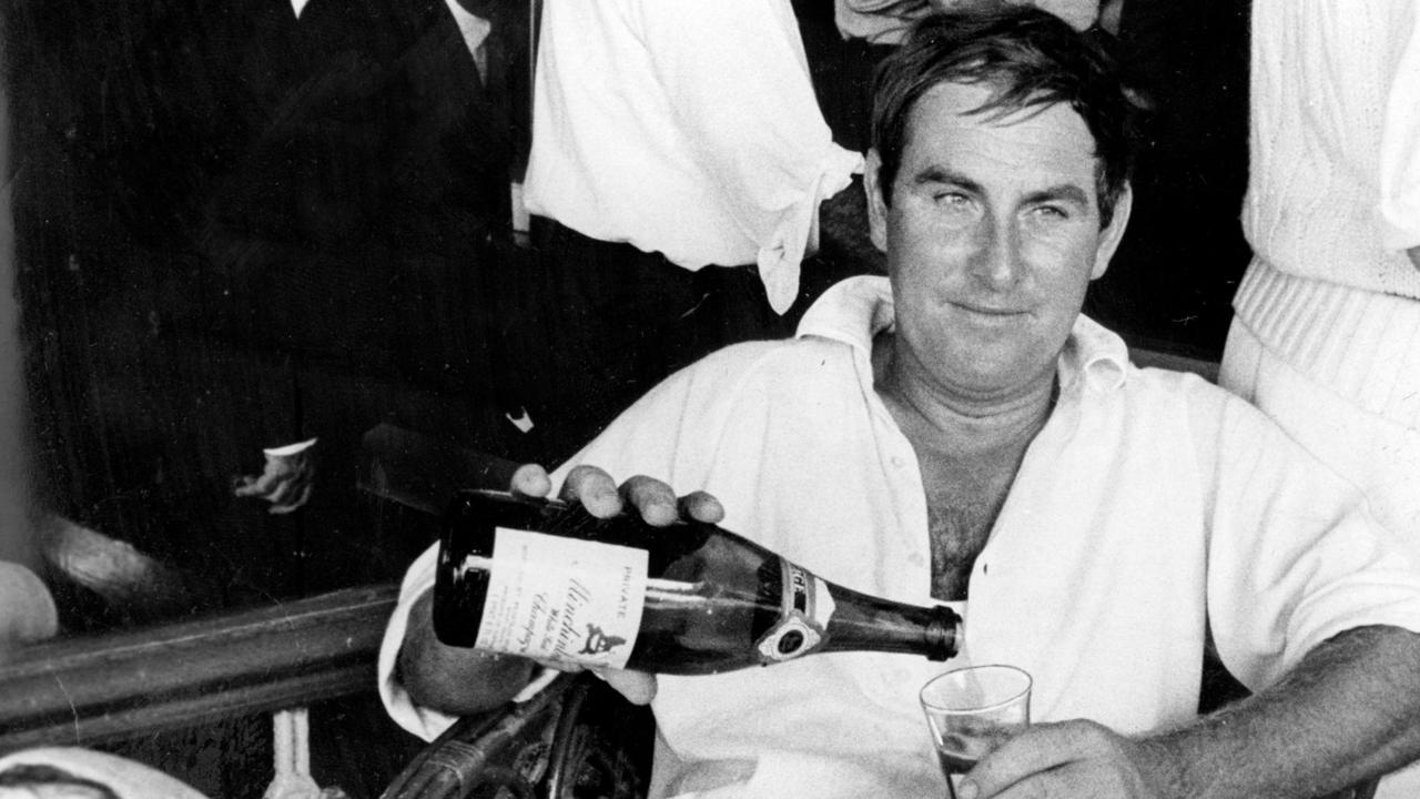 Ray Illingworth, captain of the first English side to win the Ashes for 12 years, celebrating in Sydney.