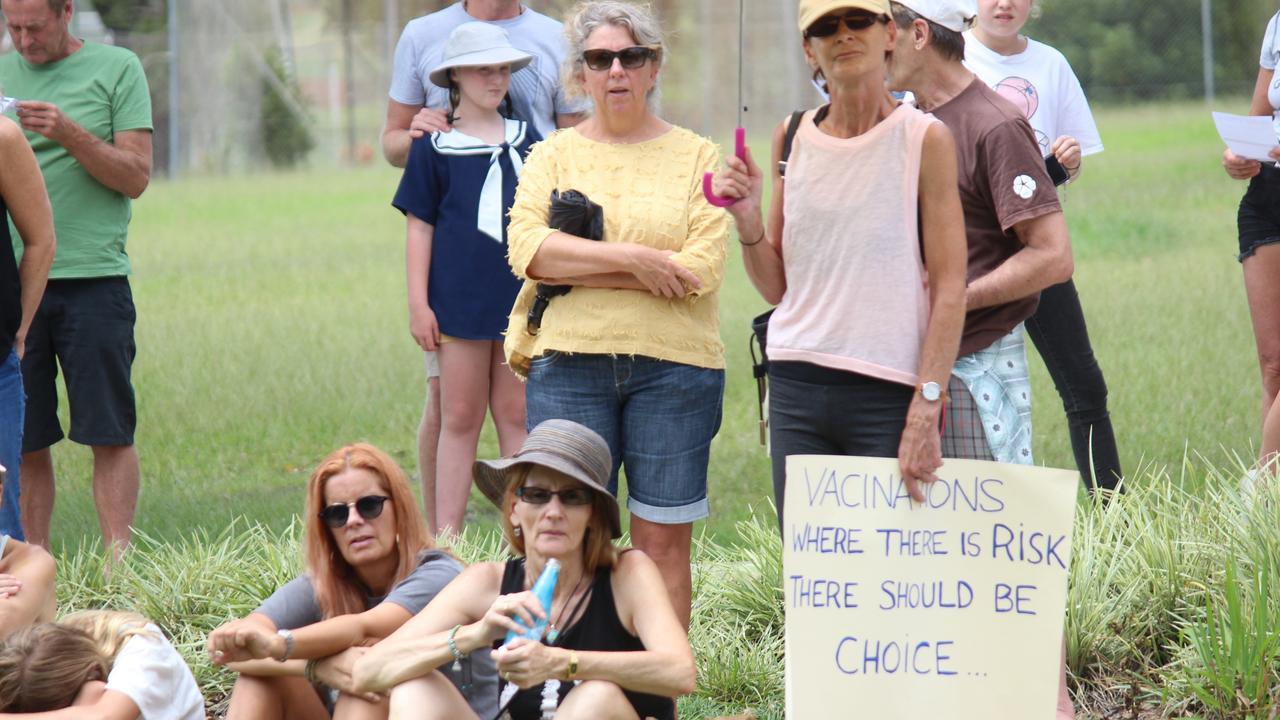 More than 150 people turned out for the Millions March Against Mandatory COVID-19 Vaccines in Coffs Harbour on Saturday February 20. Photo: Tim Jarrett