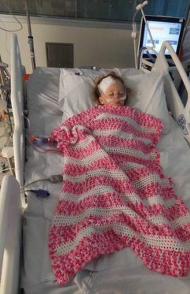 Athena Blackburn in hospital. Picture: Supplied