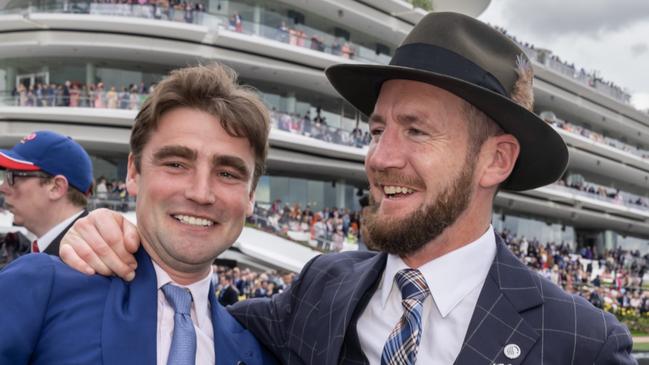 David Eustace and Ciaron Maher Gold Trip (FR) ridden by Mark Zahra wins the Lexus Melbourne Cup at Flemington Racecourse on November 01, 2022 in Flemington, Australia. (Photo by Jay Town/Racing Photos via Getty Images)