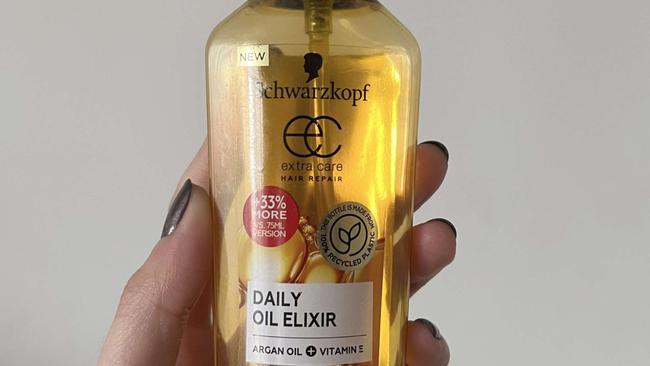 This oil can be used on towel dried hair for suppleness or dry hair for shine. Image: Harriet Amurao