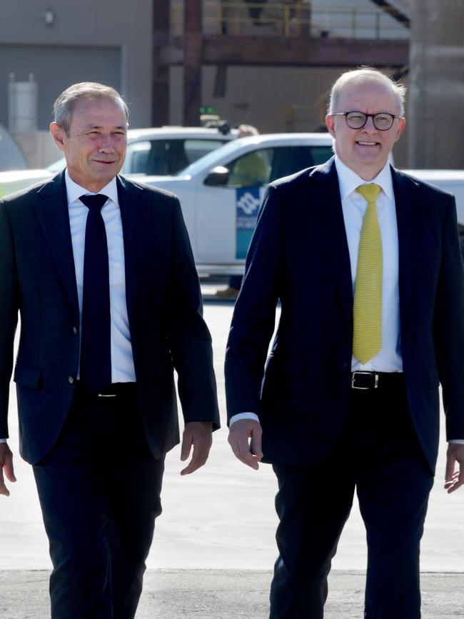 Prime Minister Anthony Albanese with Premier Roger Cook at Kwinana Bulk Terminal on his most visit to WA. Picture: NewsWire/ Sharon Smith