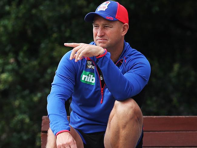 Coach Nathan Brown during Newcastle Knights training in Mayfield. Picture. Phil Hillyard