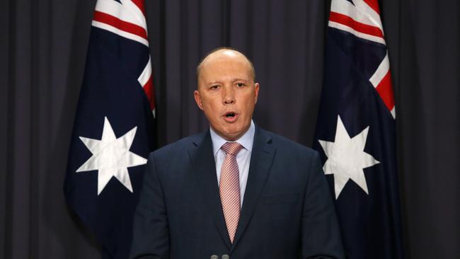 Home Affairs Minister Peter Dutton is calling for bipartisan support for a temporary exclusion order bill. Picture: Gary Ramage