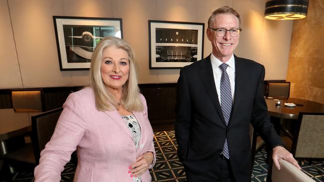 Crown Resorts chair Helen Coonan with and CEO Ken Barton. Picture: David Geraghty.