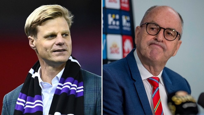 Nick Riewoldt and Tony Cochrane have butted heads over Tasmania’s AFL bid.