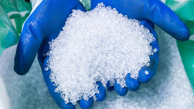 Granules used in the manufacture of plastics.