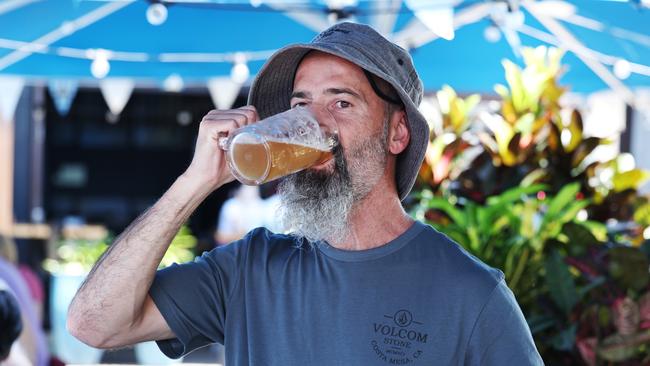 Roberto Scatena enjoys a pint of German lager at Oktoberfest at Hemmingway's Brewery. Picture: Brendan Radke