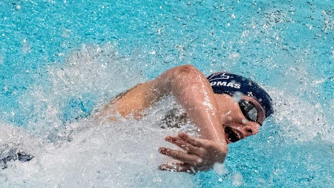 Thomas swims in the 100-yard freestyle. Picture: AFP