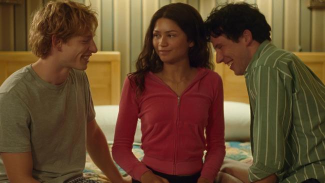 (L to R) Mike Faist as Art, Zendaya as Tashi and Josh O'Connor as Patrick in CHALLENGERS, directed by Luca Guadagnino, a Metro Goldwyn Mayer Pictures film. Credit: Metro Goldwyn Mayer Pictures © 2023 Metro-Goldwyn-Mayer Pictures Inc. All Rights Reserved.