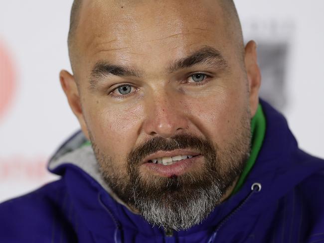 GOSFORD, AUSTRALIA - JULY 04: Warriors interim head coach Todd Payten speaks at a press conference following the round eight NRL match between the New Zealand Warriors and the Brisbane Broncos at Central Coast Stadium on July 04, 2020 in Gosford, Australia. (Photo by Mark Metcalfe/Getty Images)