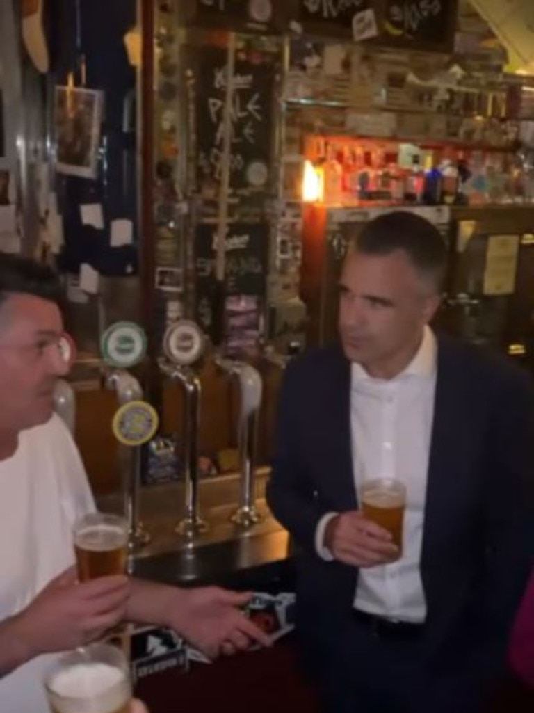 Premier Premier Malinauskas celebrates with the Save the Cranker team at the Crown & Anchor Hotel. Picture: Jessica Renaglia