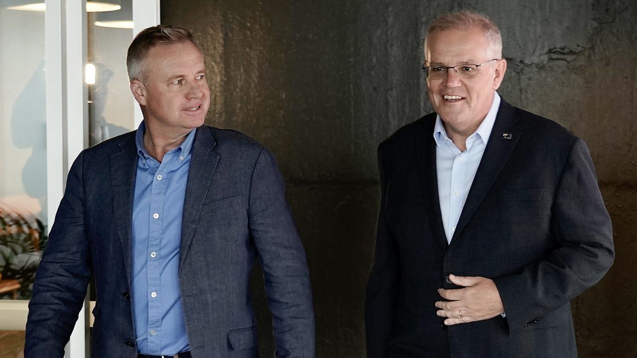 Prime Minister Scott Morrison and Tasmanian Premier Jeremy Rockliff have breakfast together in Launceston, Tasmania. Picture: Adam Taylor/Prime Ministers Office