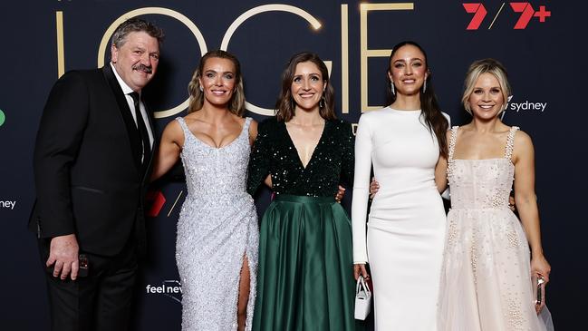 Brian Taylor with Abbey Holmes, Annabelle Williams, Abbey Gelmi and Emma Freedman at the Logies. Picture: Getty