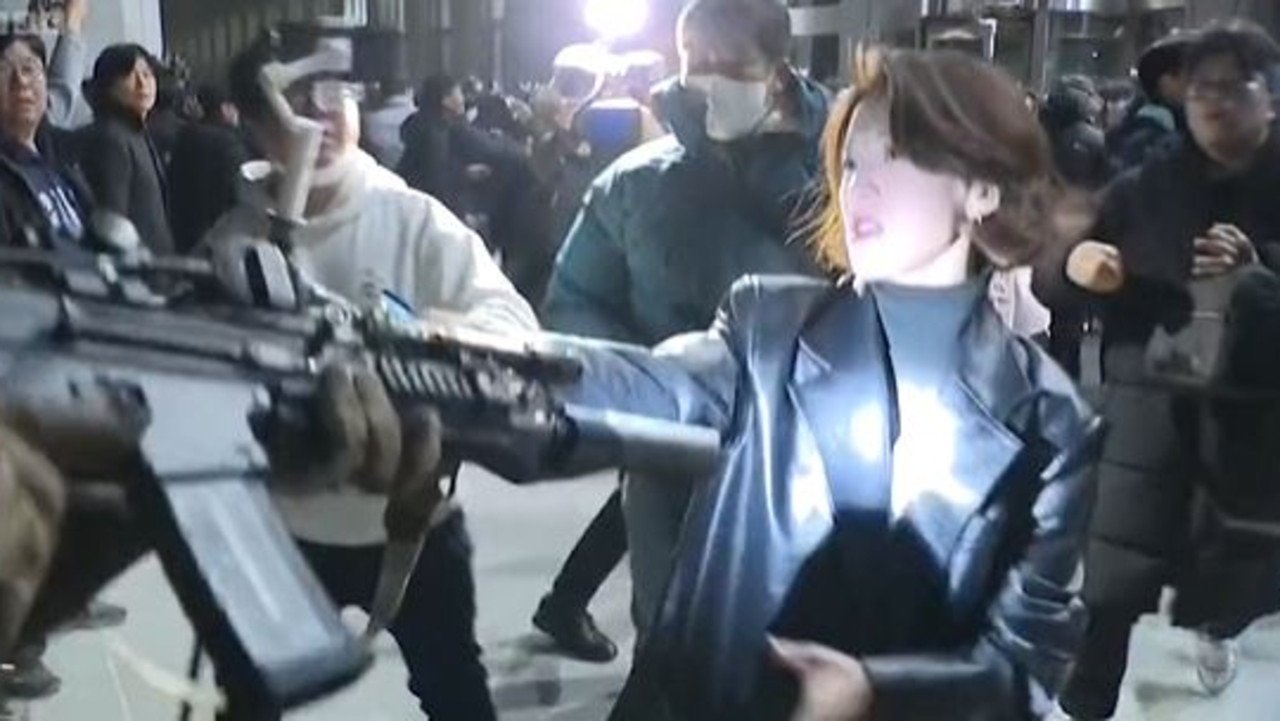 In an incredible moment of defiance, she grabbed ahold of his gun with her bare hands. Picture: BBC