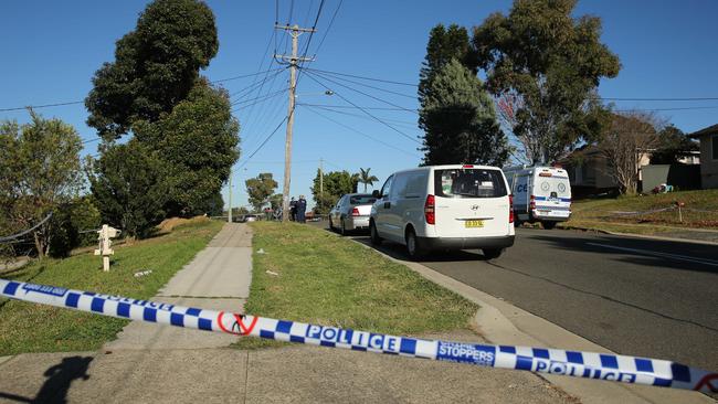 Police blocked off the scene as they investigated the alleged stabbing. Picture: Tim Hunter