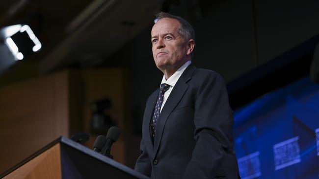 Bill Shorten, Minister for the National Disability Insurance Scheme &amp; Minister for Government Services addresses the National Press Club of Australia in Canberra. Picture: NCA NewsWire / Martin Ollman