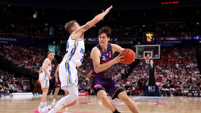 Alex Toohey of the Kings drives to the basket during the round 14 NBL match between Sydney Kings and Brisbane Bullets at Qudos Bank Arena. Picture: Matt King/Getty Images.