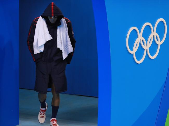 Rio Olympics 2016. The Swimming finals and semifinals on day 06, at the Olympic Aquatic Centre in Rio de Janeiro, Brazil. USA's Michael Phelps before the Final of the Men’s 200m Individual Medley. Picture: Alex Coppel