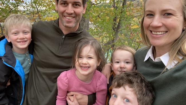 Doctors Phil and Holly Rowell with their children George, Violet, Fred and Hugh.